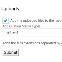 Upload files settings